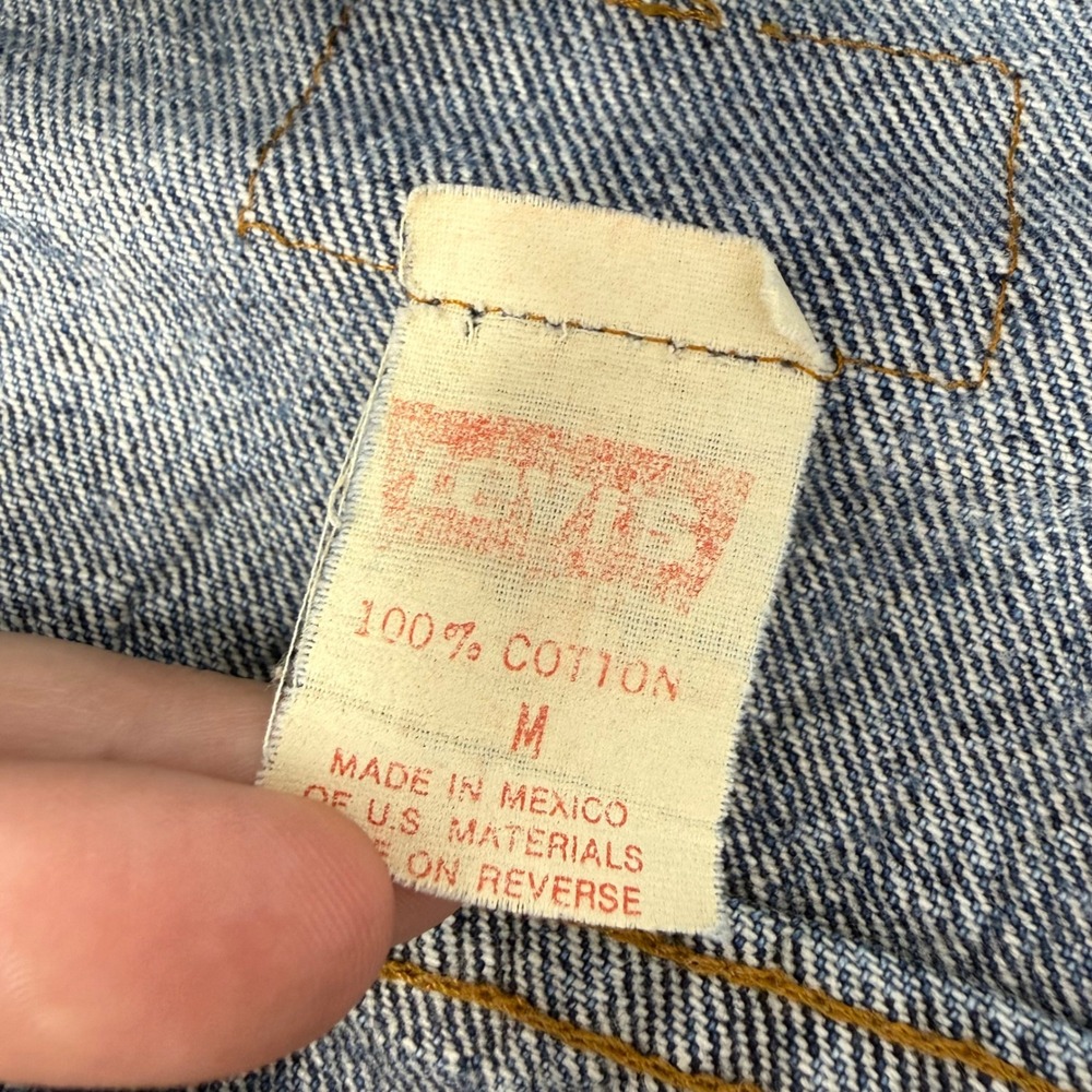 Vintage Levis Mens Medium Denim Trucker Jacket Blue 70507-0219 90s Blue Tab - Picture 6 of 8